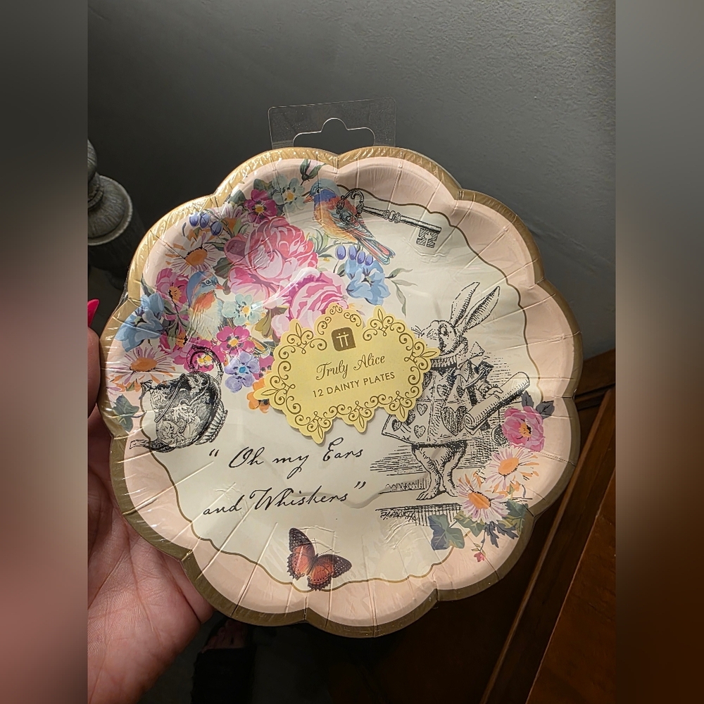 Alice in Wonderland Paper Plates “Oh My Ears & Whiskers” (12ct, NEW)